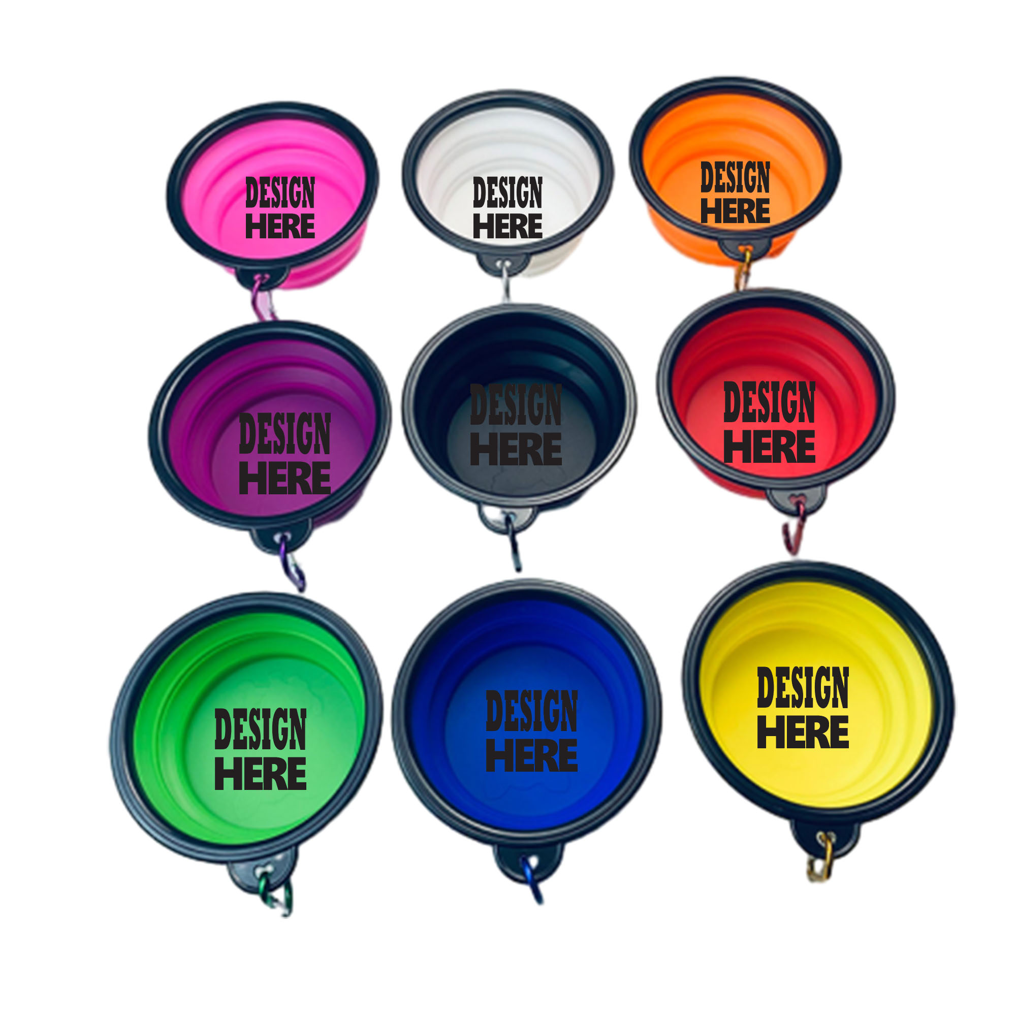 Customizable Foldable Colorful Portable Pet Bowl 3