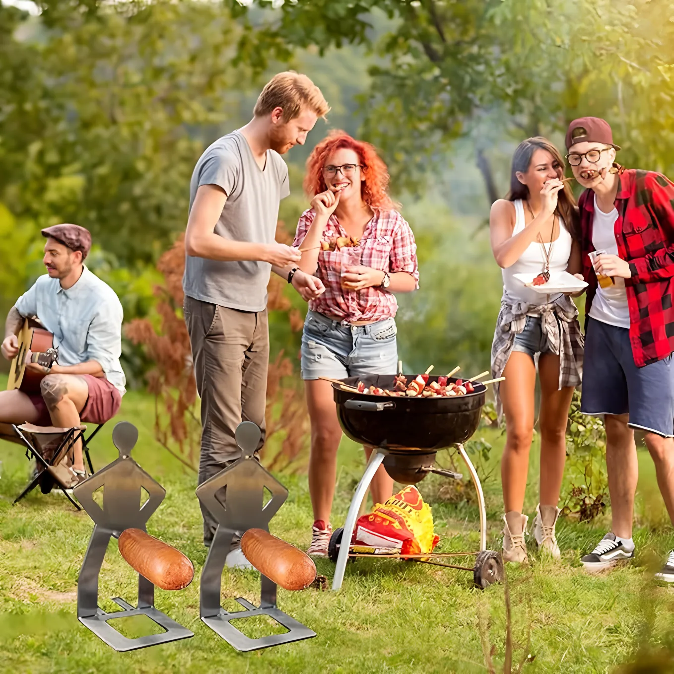 Stainless Steel BBQ Sausage Holder for Grilling Hot Dogs Camping and Outdoor Cooking 4