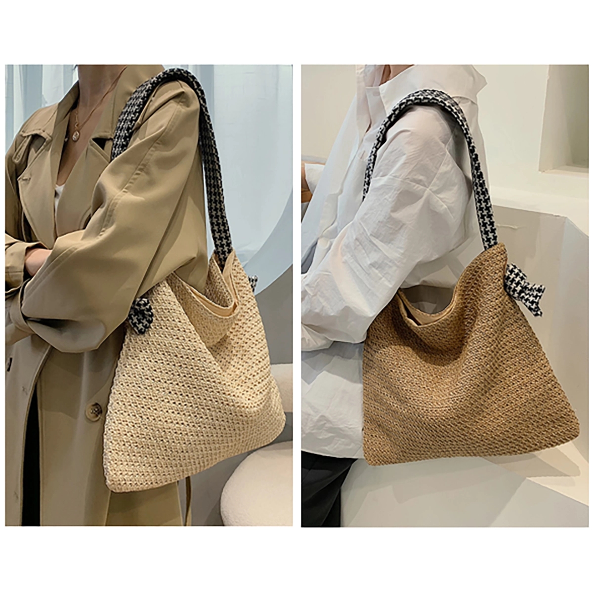Straw Beach Tote Bags, custom tote bag with logo imprint 3