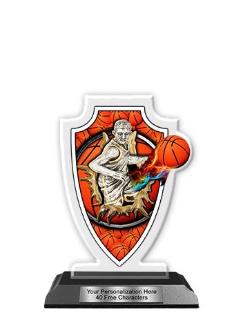 Acrylic Trophy: 6" Arrow Head, Basketball Field De 2