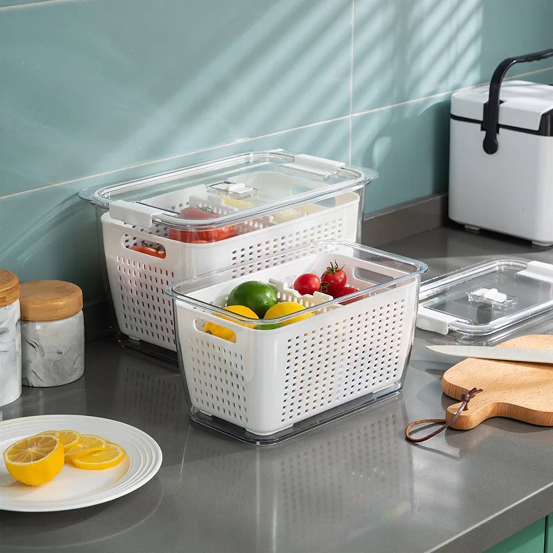 Transparent Drain Keep Fresh Storage Box 5