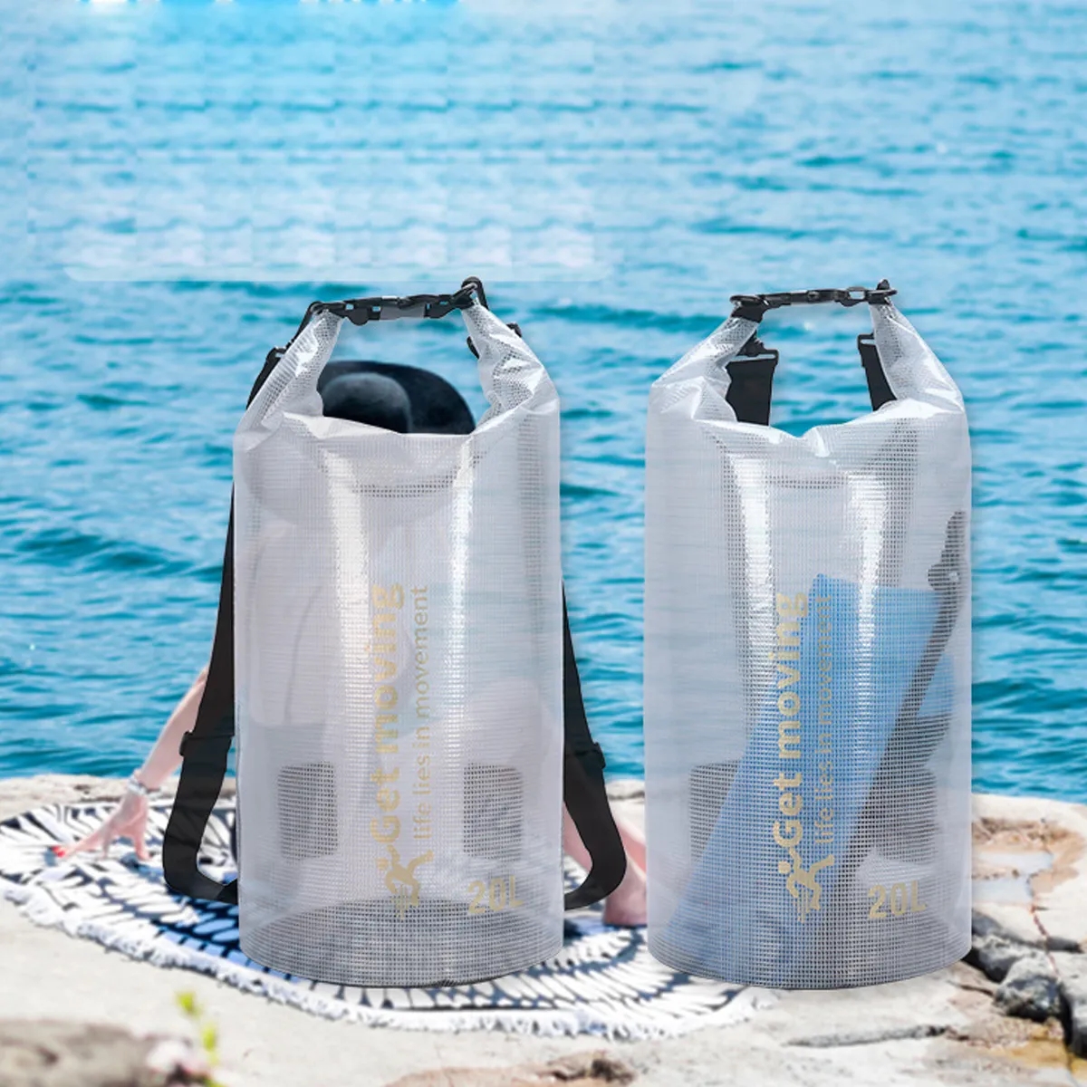 Clear Waterproof Roll Top Dry Bag With Strap 5