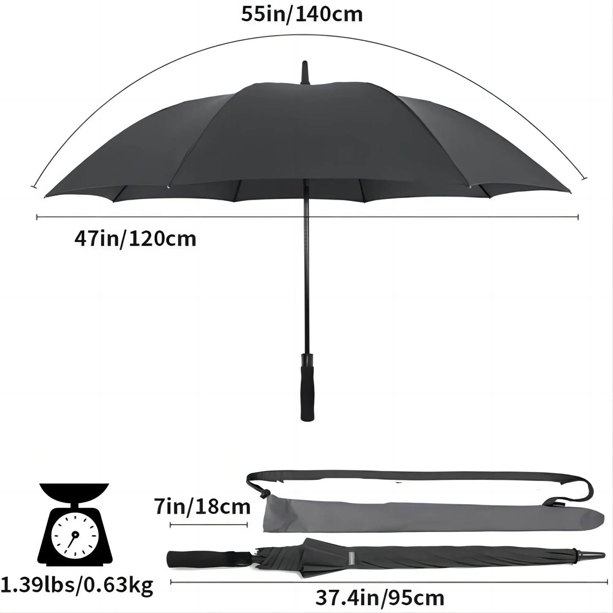 55" Arc Matte Metallic Umbrella  MOQ 50pcs 2