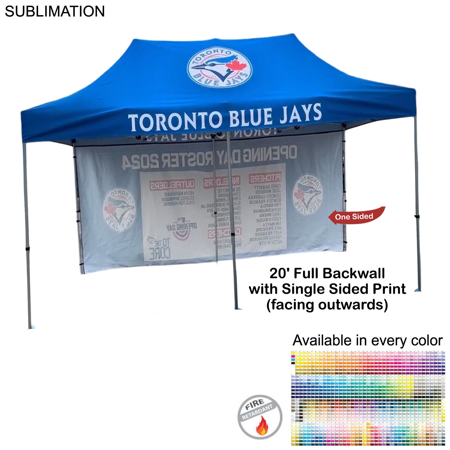 48 Hr Quick Ship - Full 20' Back Wall for 10x20 Tent Kit, Sublimated, Single Sided Print 10