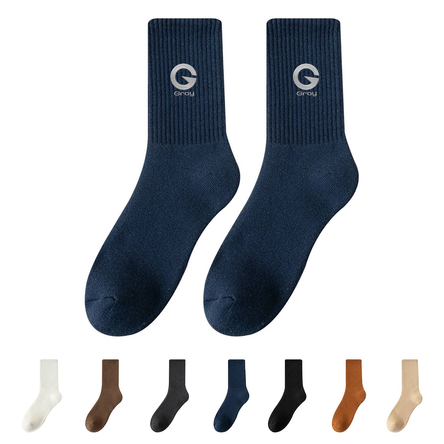 Solid Color Crew Socks 4