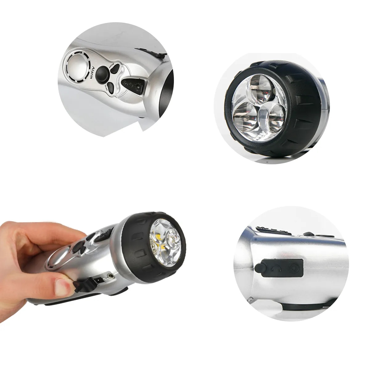 Hand Crank Emergency Radio Flashlight With Siren 3