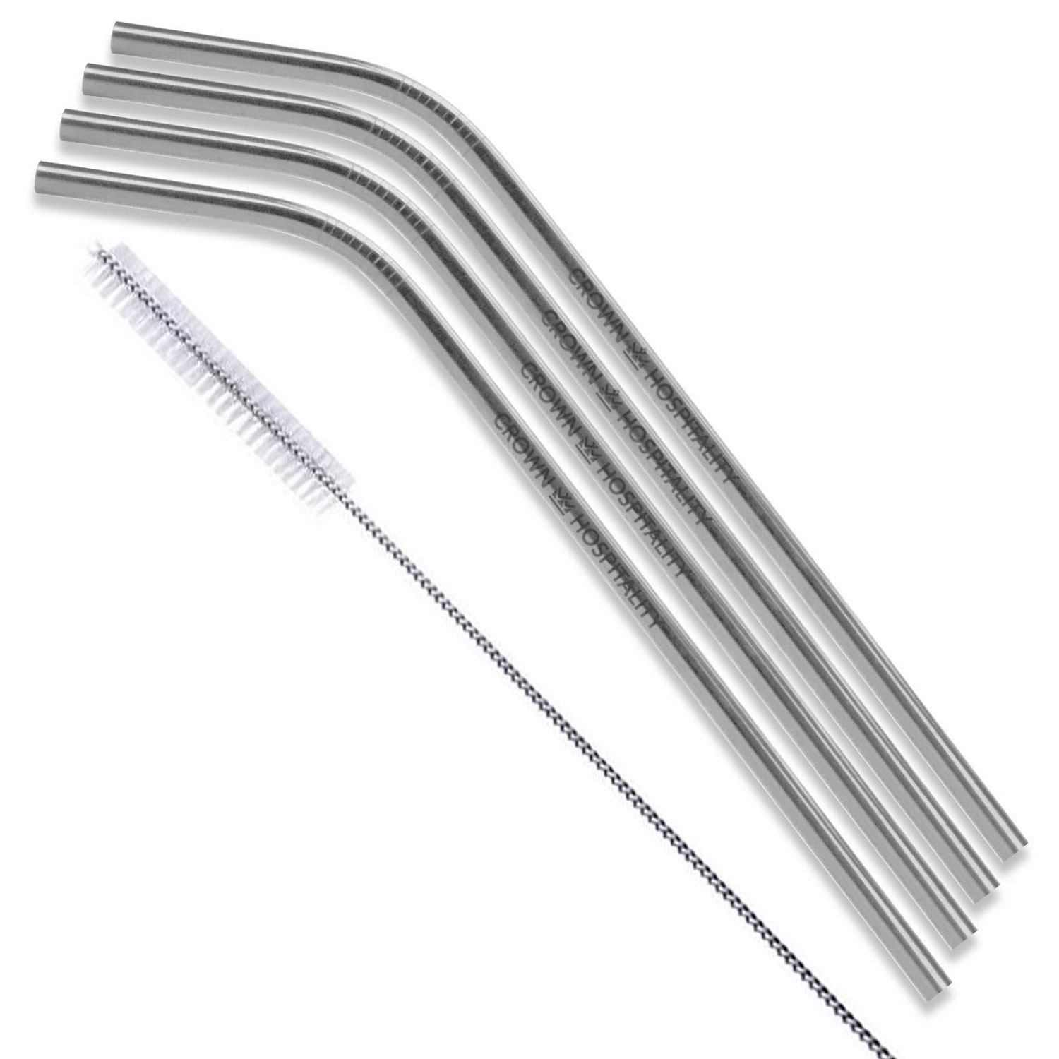 Bent Stainless Steel Straws&#58; Set of 4 in Silver-Mixie