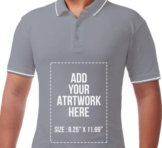 Men's Grey Polo Shirt - Printed (Front and Back) 4