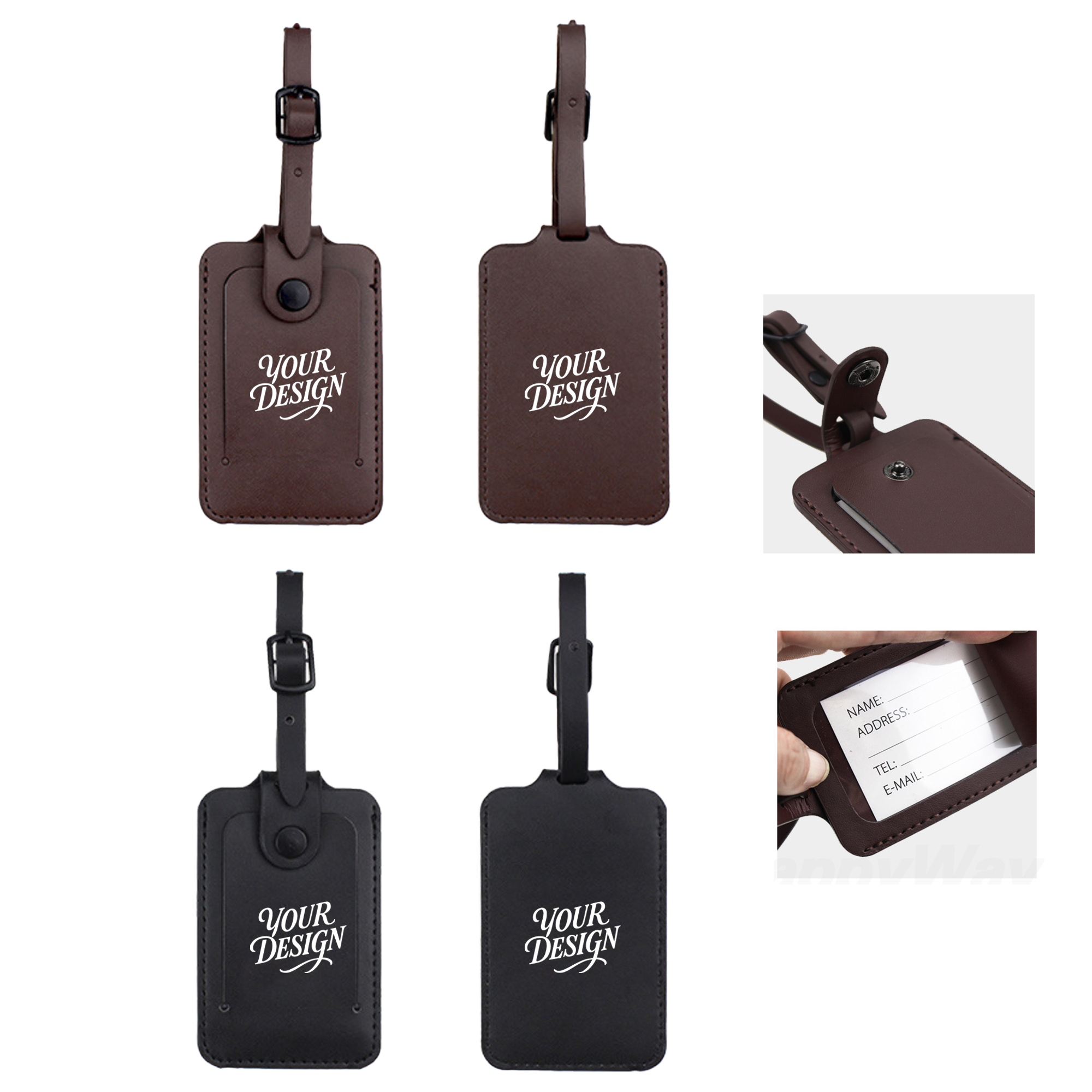 Branded Leatherette Snap-Button Travel Tag 2