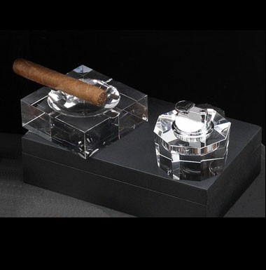 Crystal Lighter & Ashtray Set 1