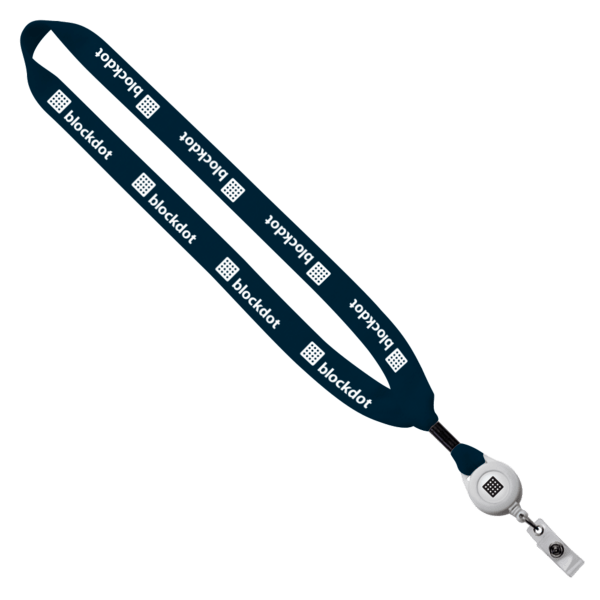 3/4" Cotton Lanyard with Metal Crimp & Retractable Badge Reel 270