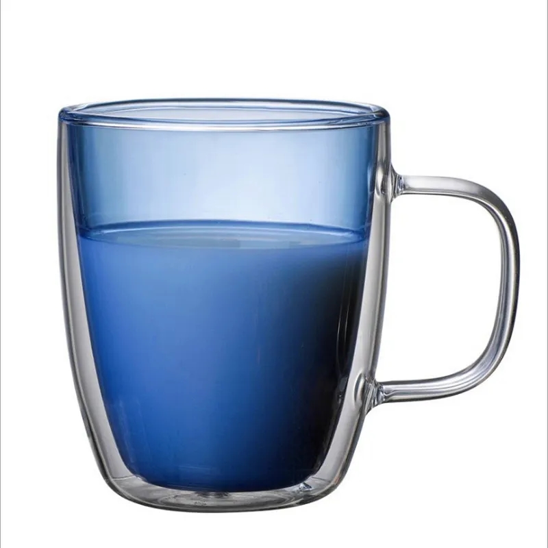 12 Oz Colored Double Walled Glass Coffee Mugs 1