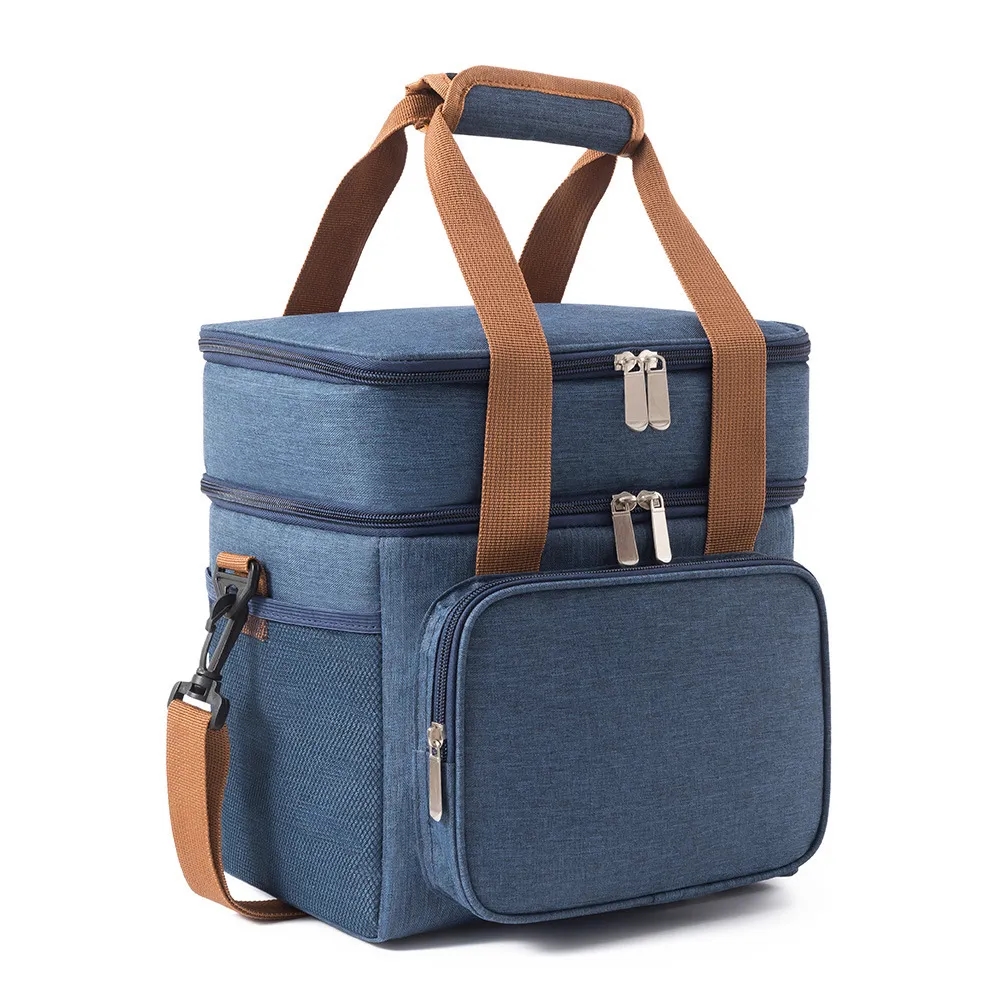 Crossbody large capacity double-layer lunch bag 1