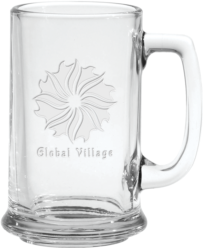 15 oz. Glass Tankard - Deep Etched 8