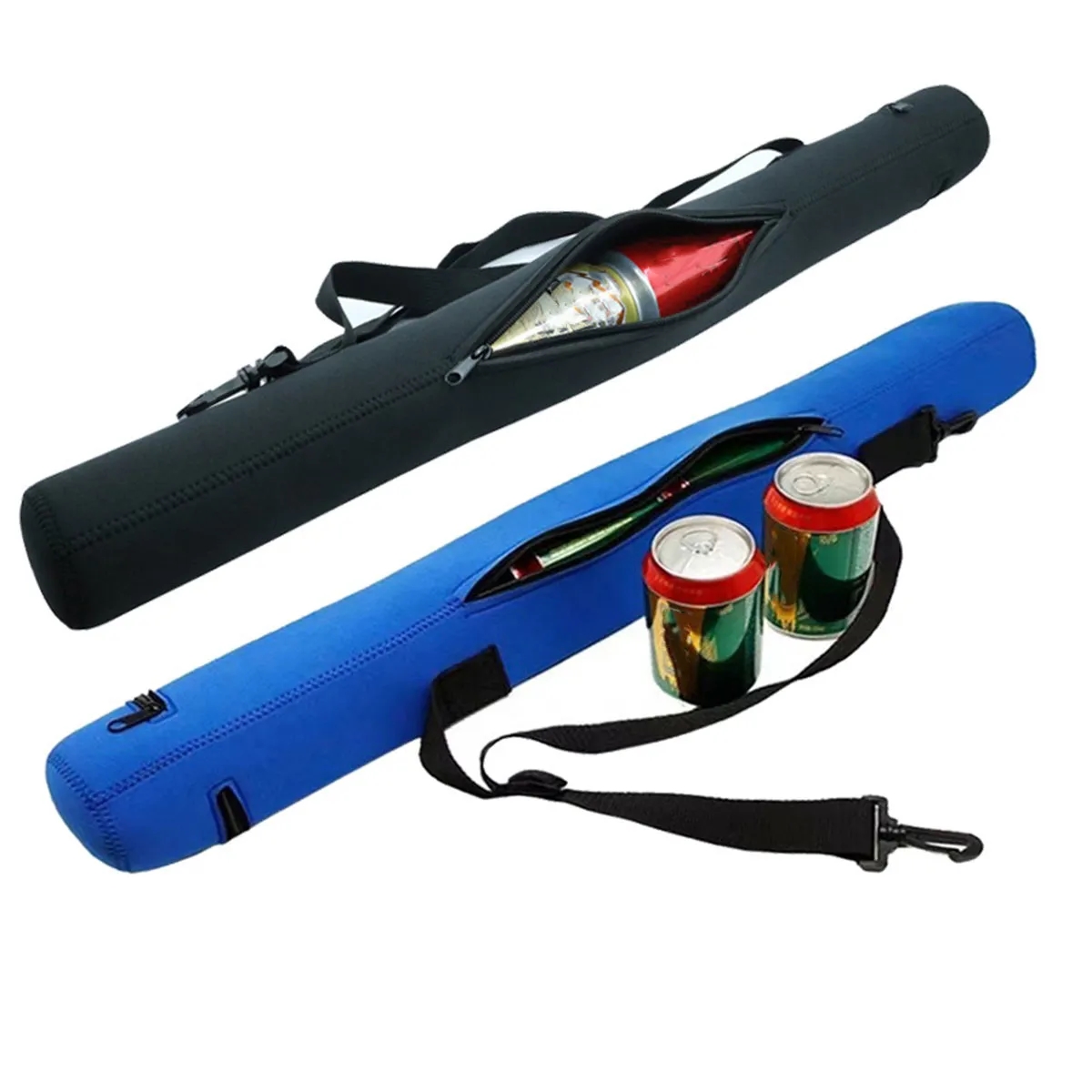 6-Can Insulated Golf Beer Cooler Sleeve with Strap, custom koozie with logo imprint 2