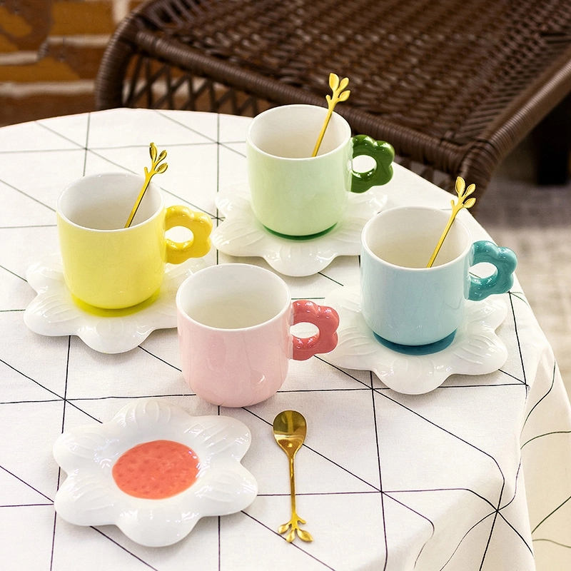 Custom 8 oz Ceramic Coffee Mug Saucer Set 7