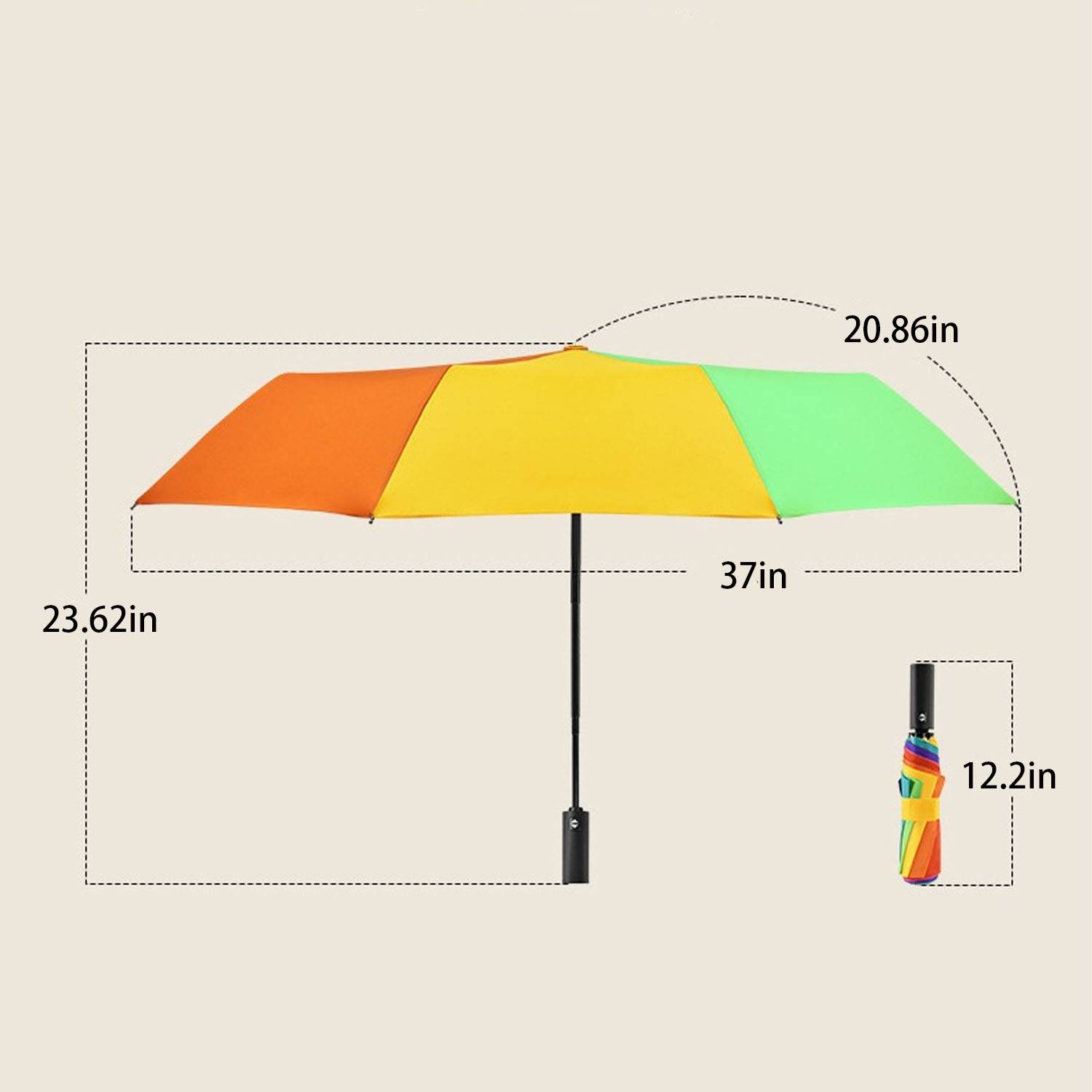 Automatic Windproof Folding Rainbow Umbrella 1