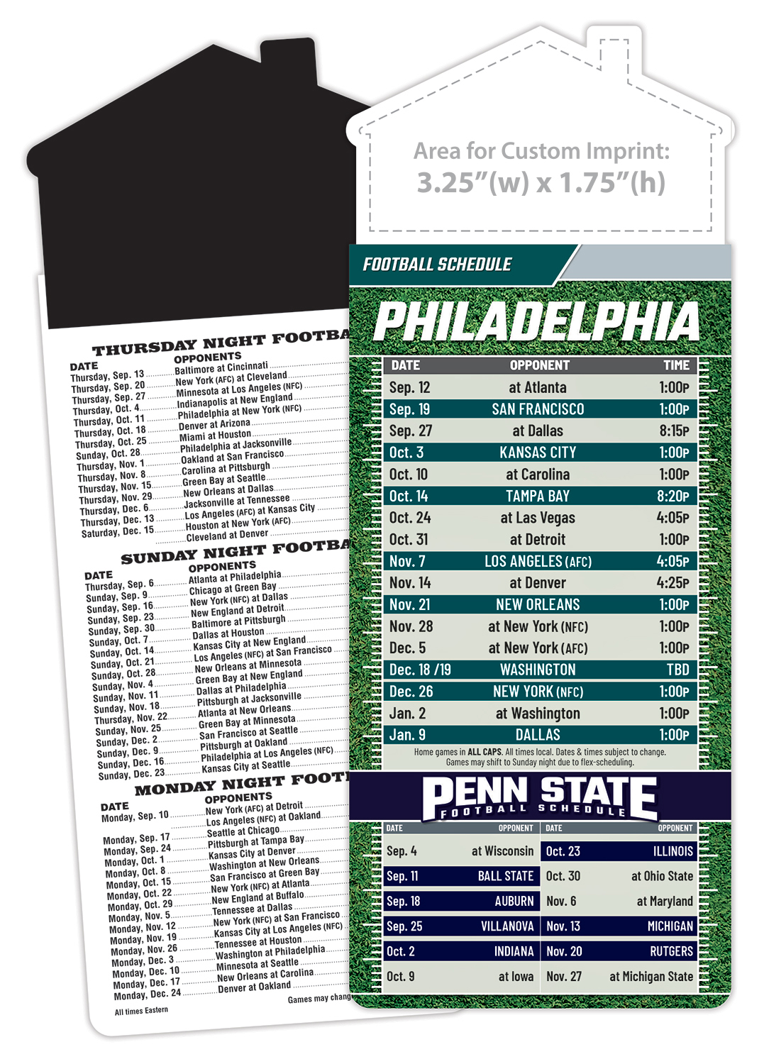 Magna-Card House Shape Magnet Football Schedules (3.5x9)