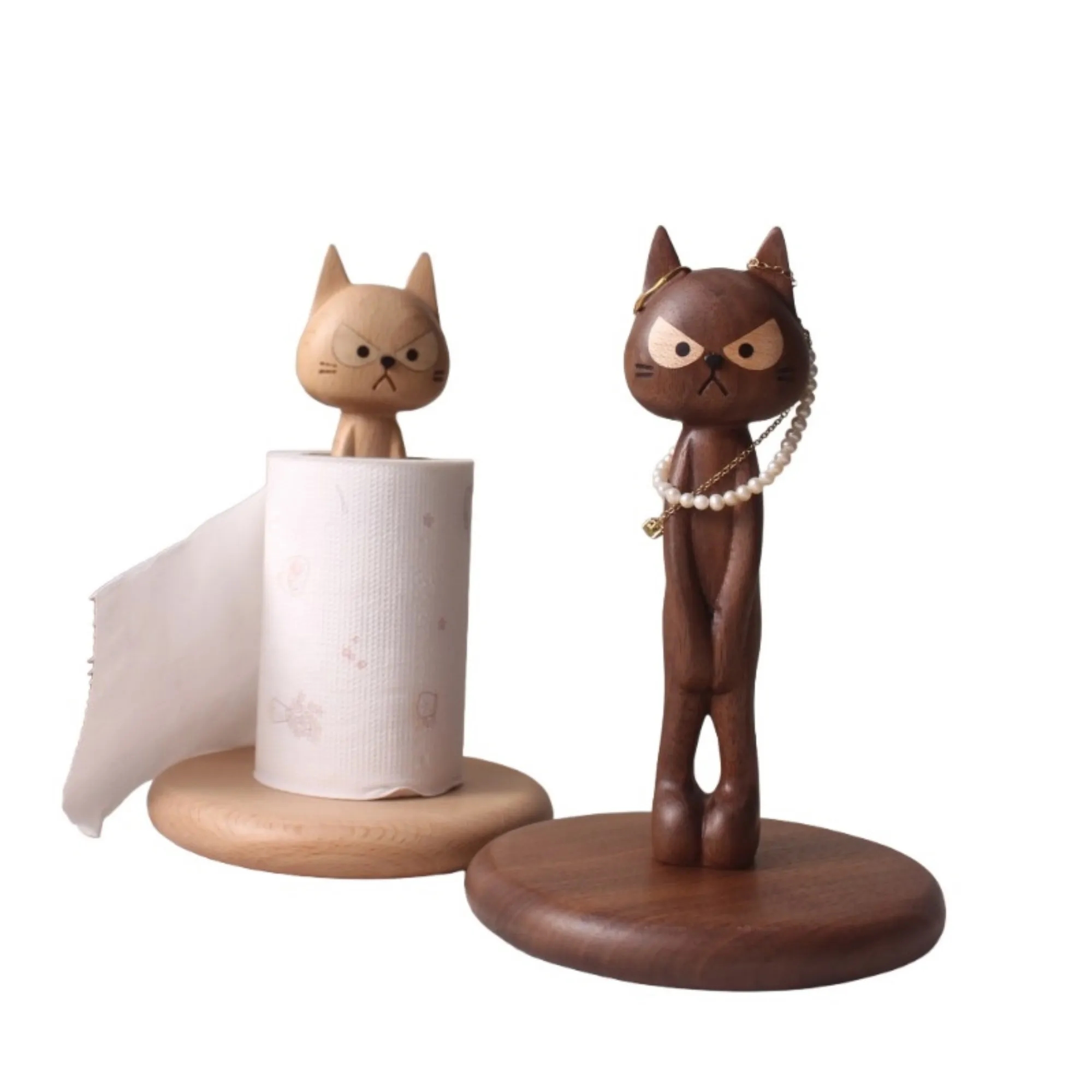 Wooden Cat Tissue Holder Standing 2