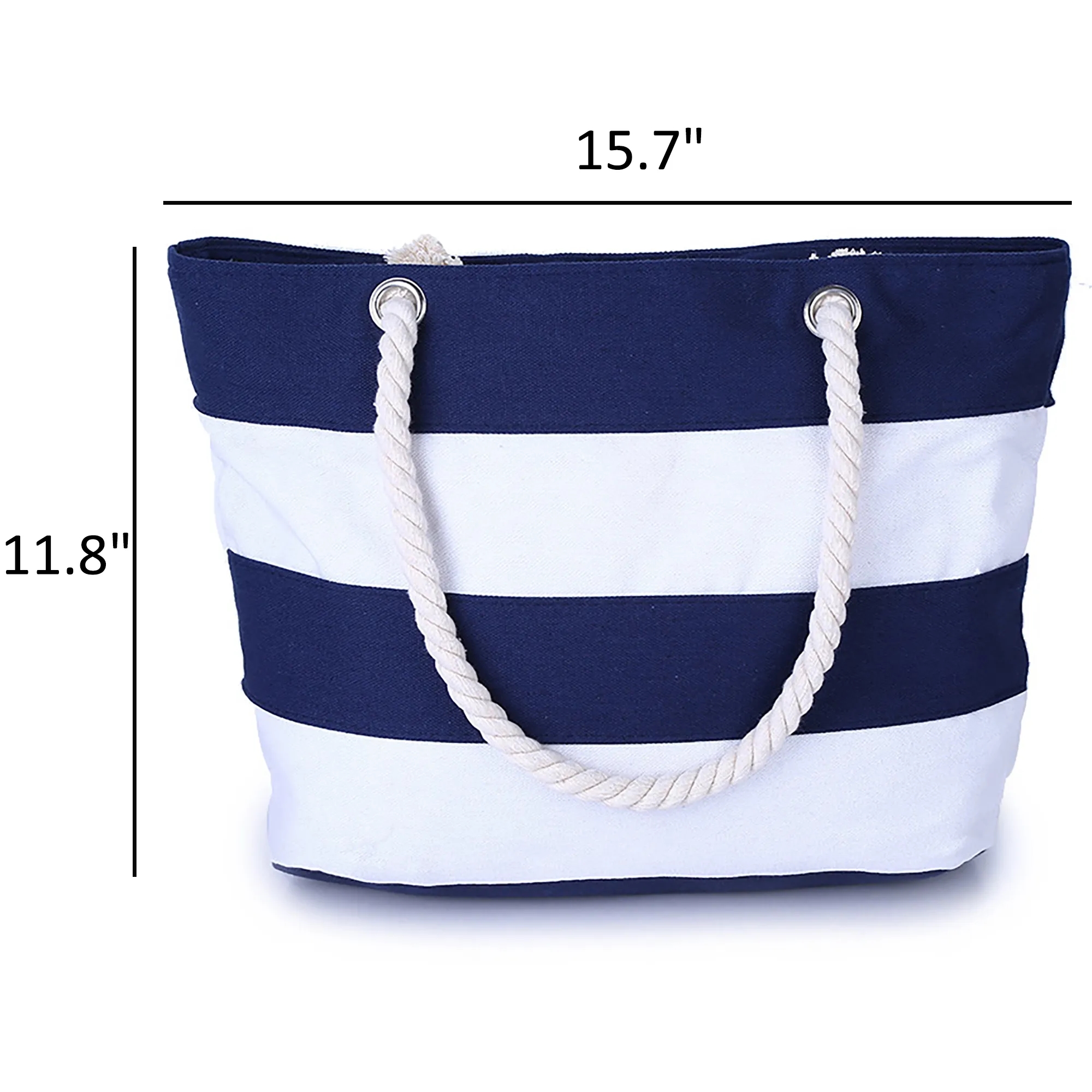11.8" x 15.7" Striped Canvas Tote Shoulder Beach Bag 3