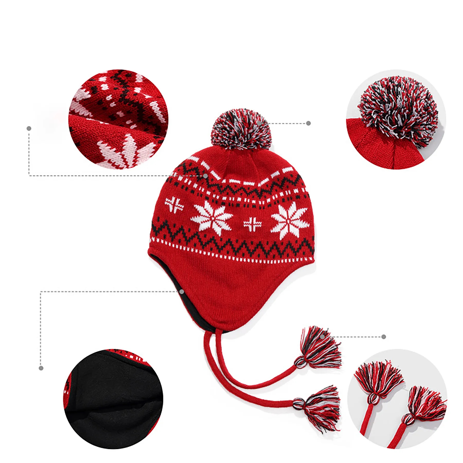 Acrylic Snowflake Knitted Christmas Hat Three Piece Set 2