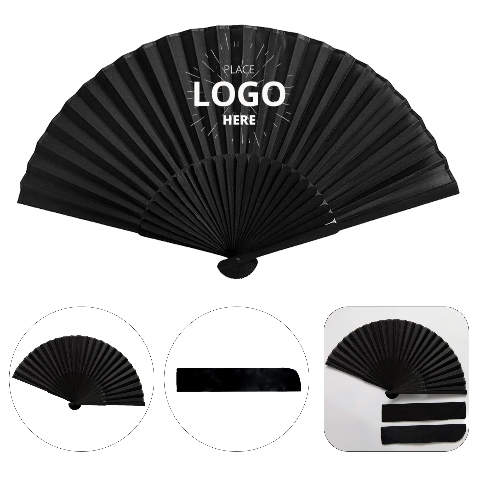 Ancient Style Black Plain Folding Fan 2