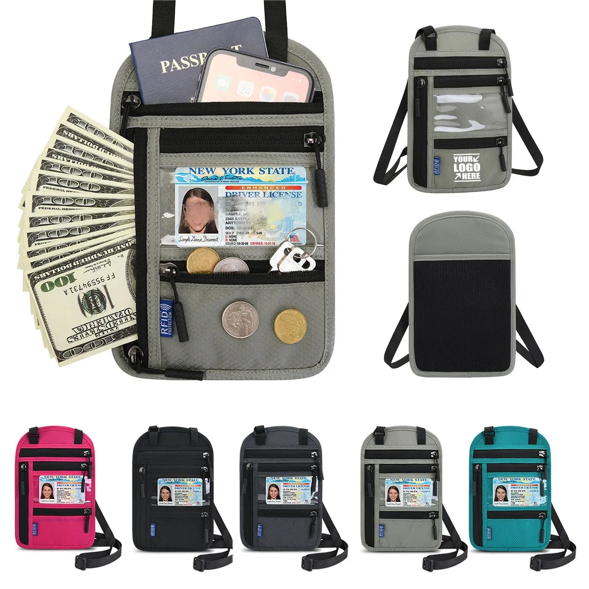 RFID Passport Holder Neck Pouch 4