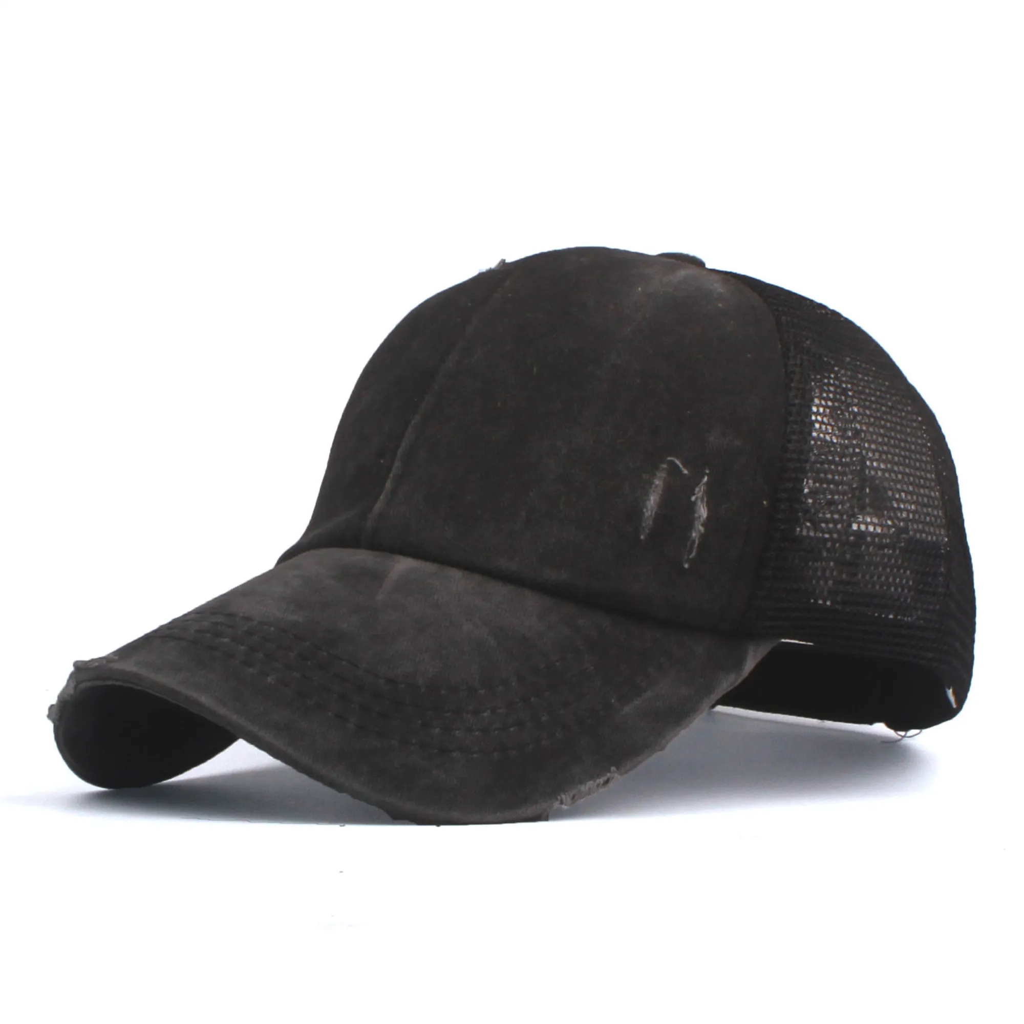 Washed Cotton Ponytail Baseball Cap 9