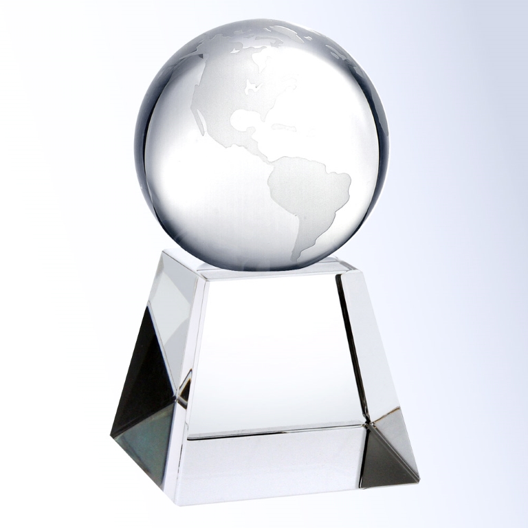 Top of the World Globe Optic Crystal Award - Small