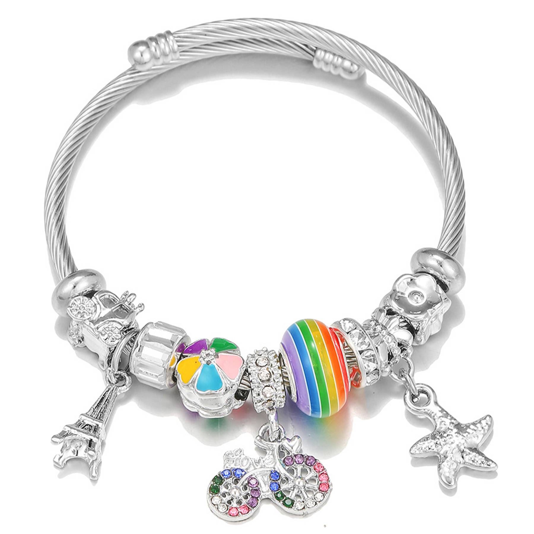 Stainless Steel Colorful bicycle pendant bracelet 4