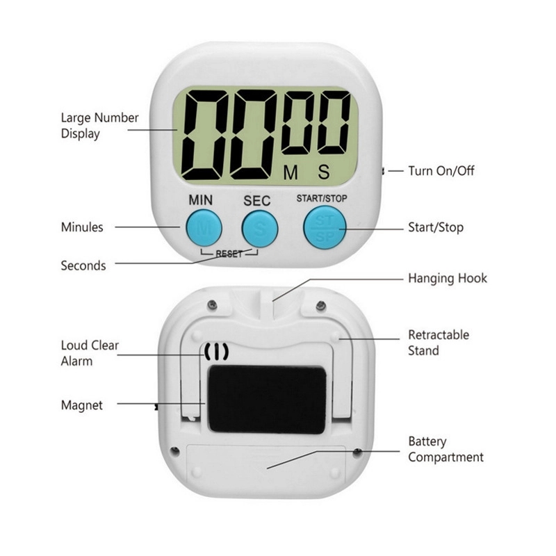 In Stock Custom Digital Kitchen Timer With Magnetic Backing 3