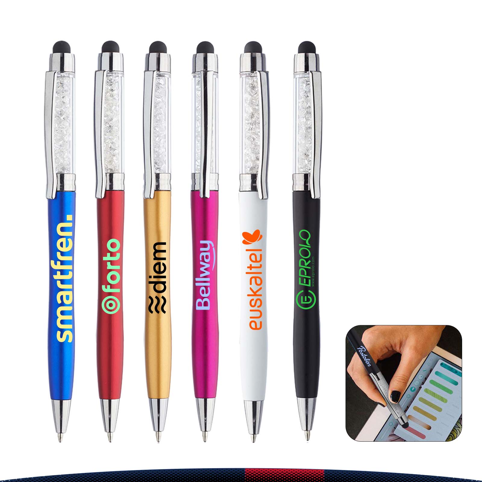 Payton Crystalline Plastic Ballpoint Pen With Stylus 4