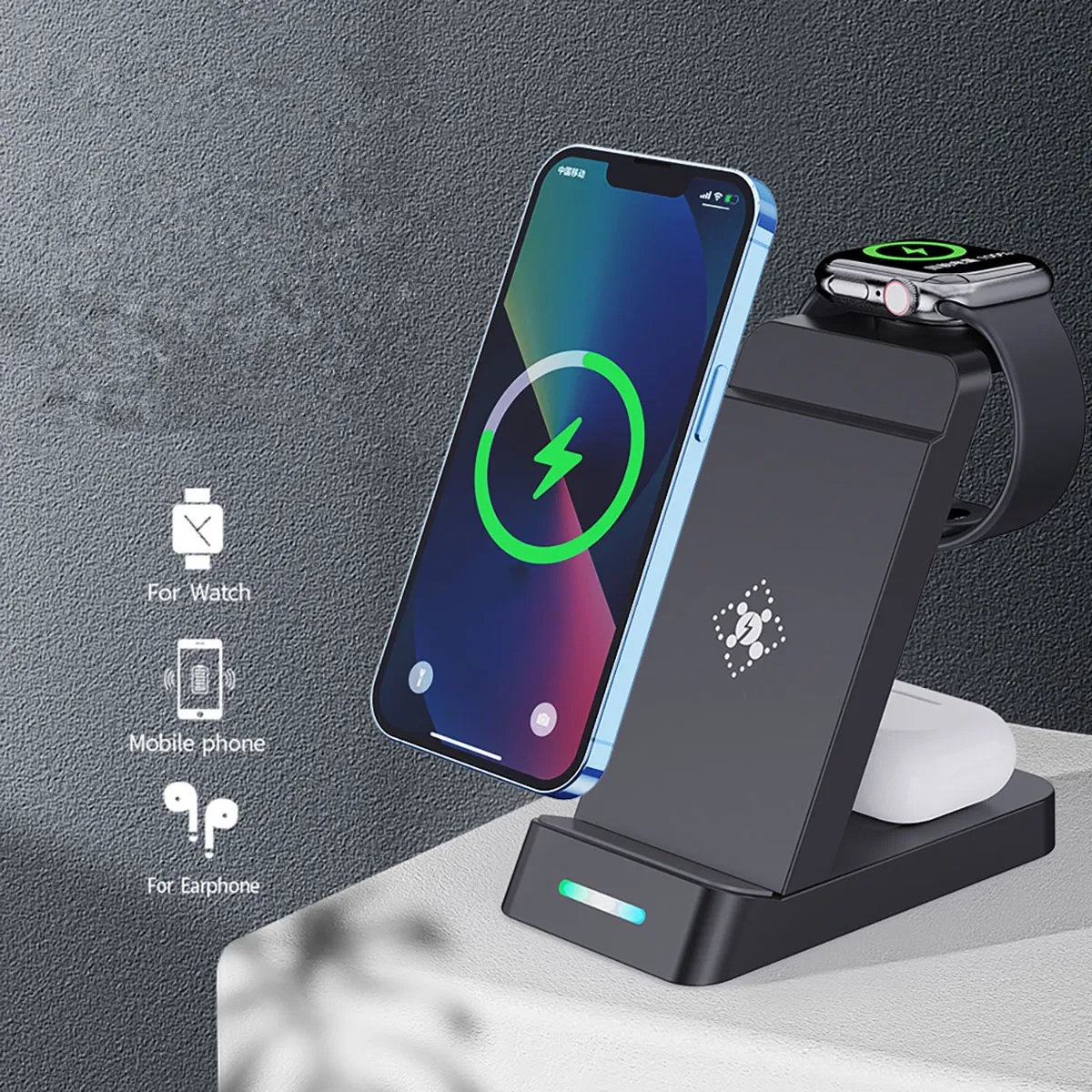 3 in 1 Wireless Charging Station Dock Charger Stand 5