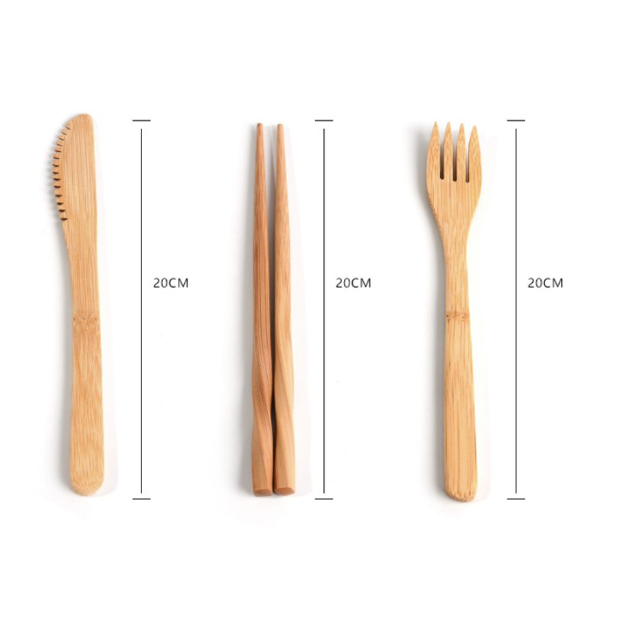 6pcs Eco-Friendly Bamboo Cutlery Set with Pouch 4
