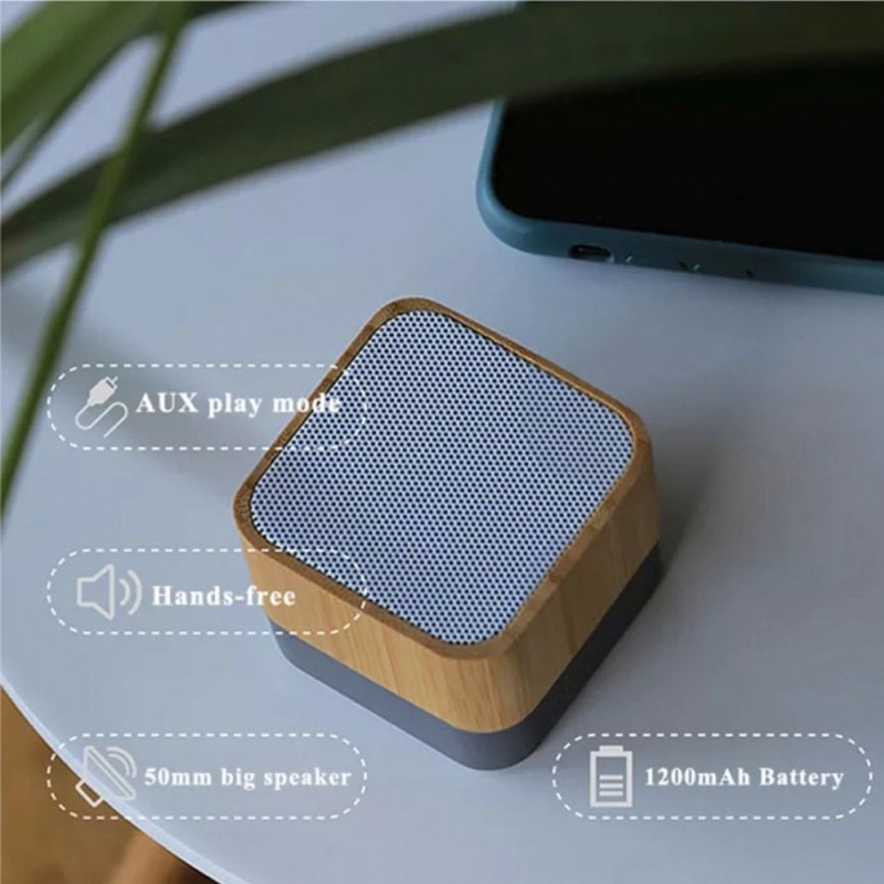 Mini Bamboo Square Portable Speaker 2