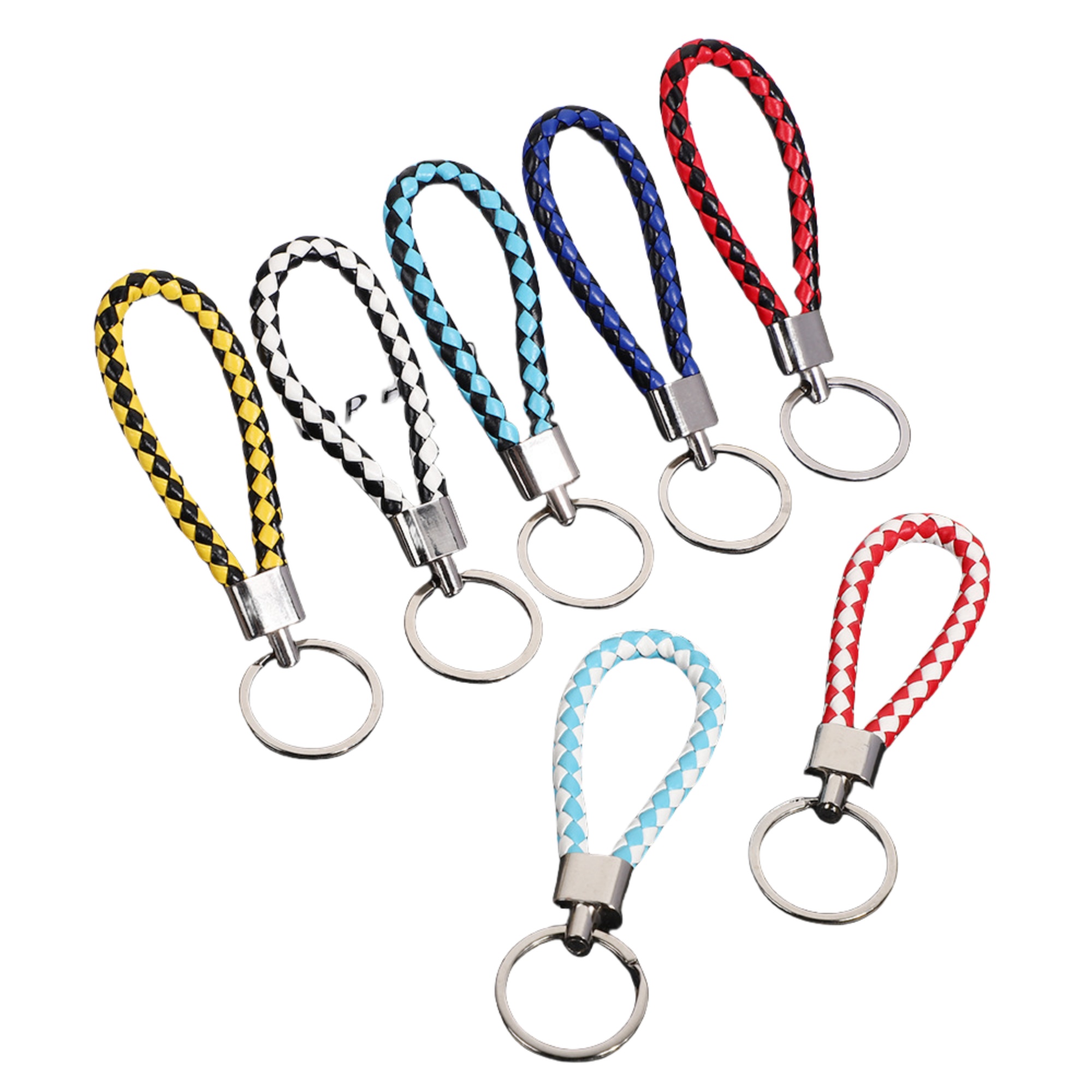 Multicolor Braided PU Leather Keychain 2