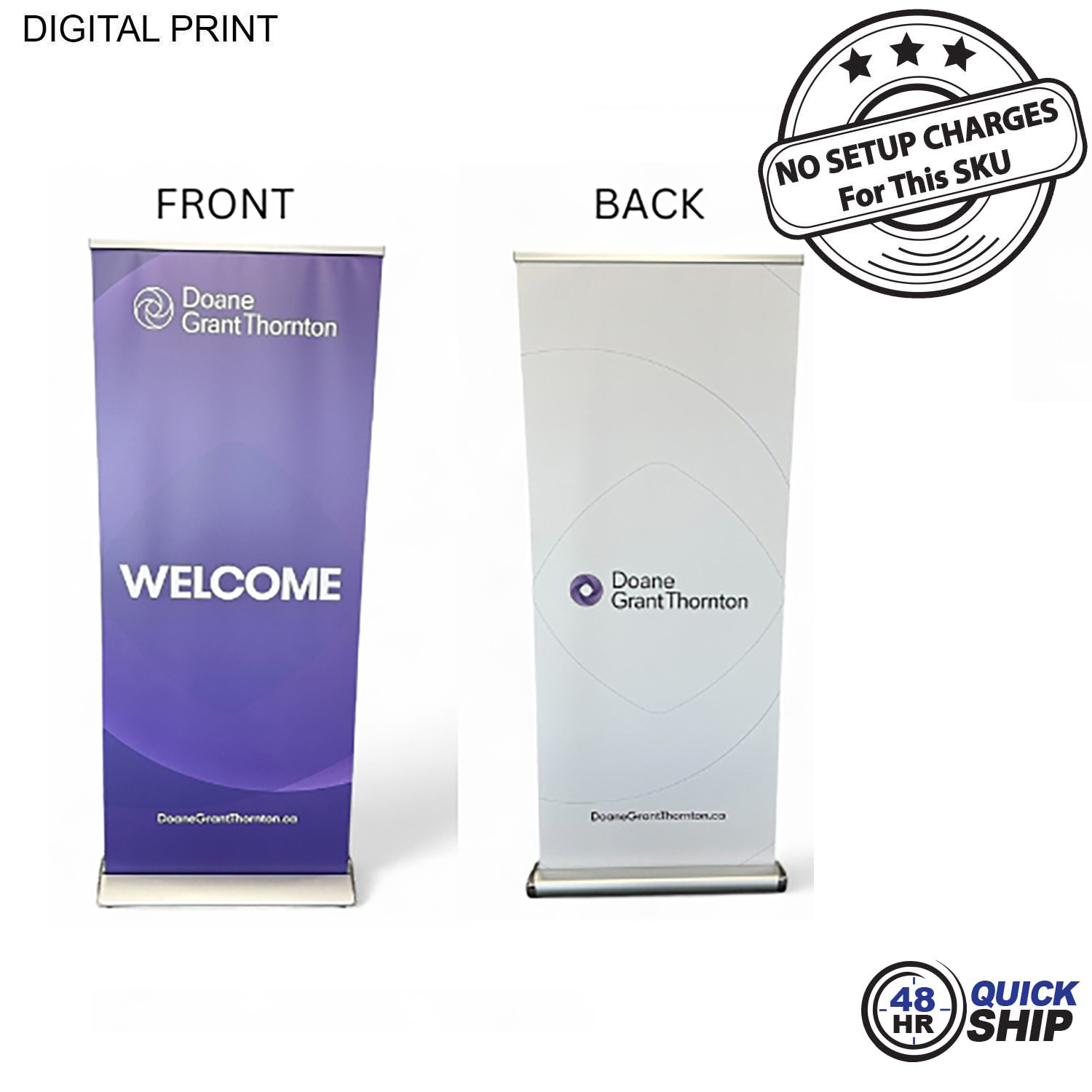 48Hr Quick Ship- Deluxe Wide Base Retractable Pull Up Banner Double sided, 33.5x79, NO SETUP CHARGE 8