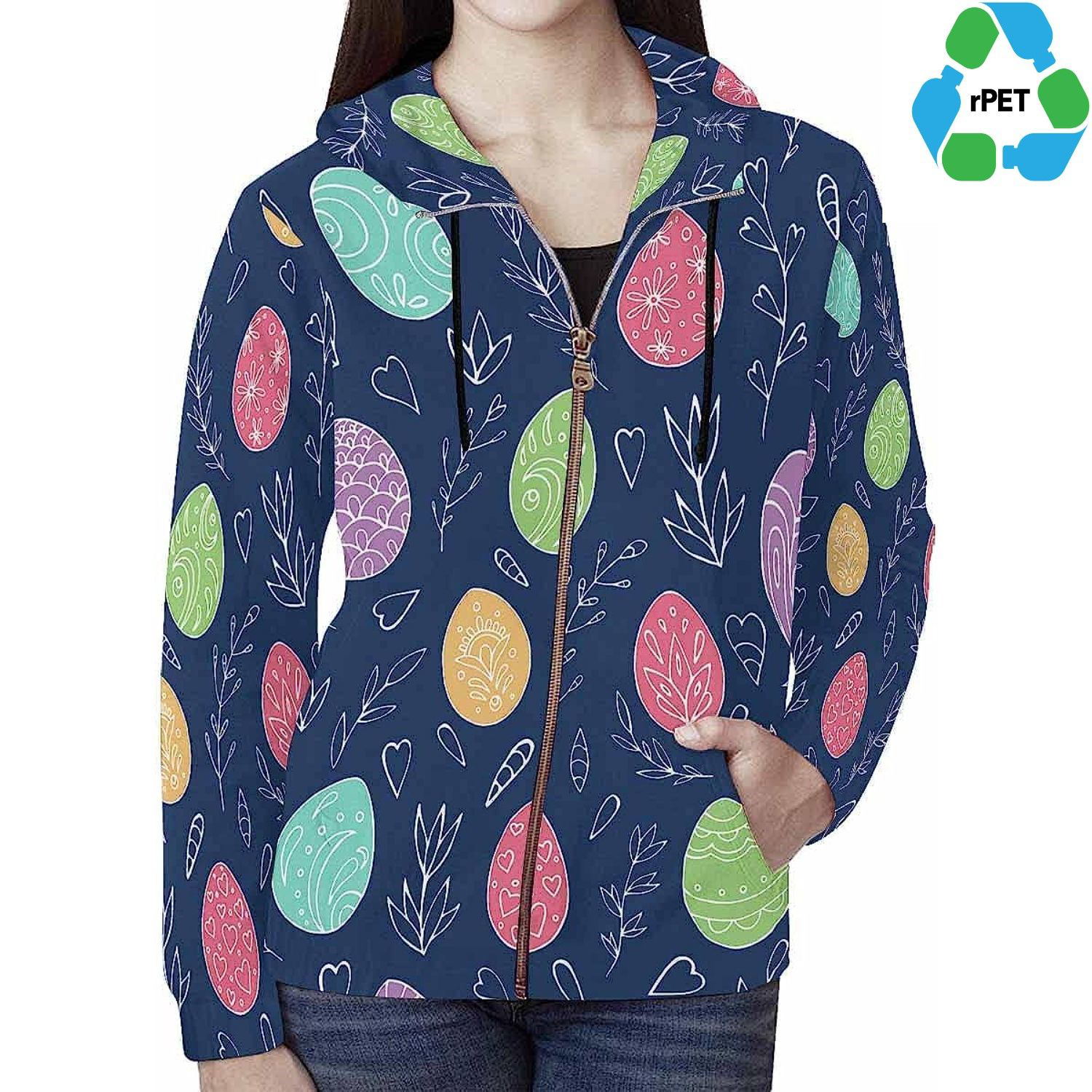 Women's rPET Recycled 100% Polyester Sublimation Performance Full-Zip Hoodie 1
