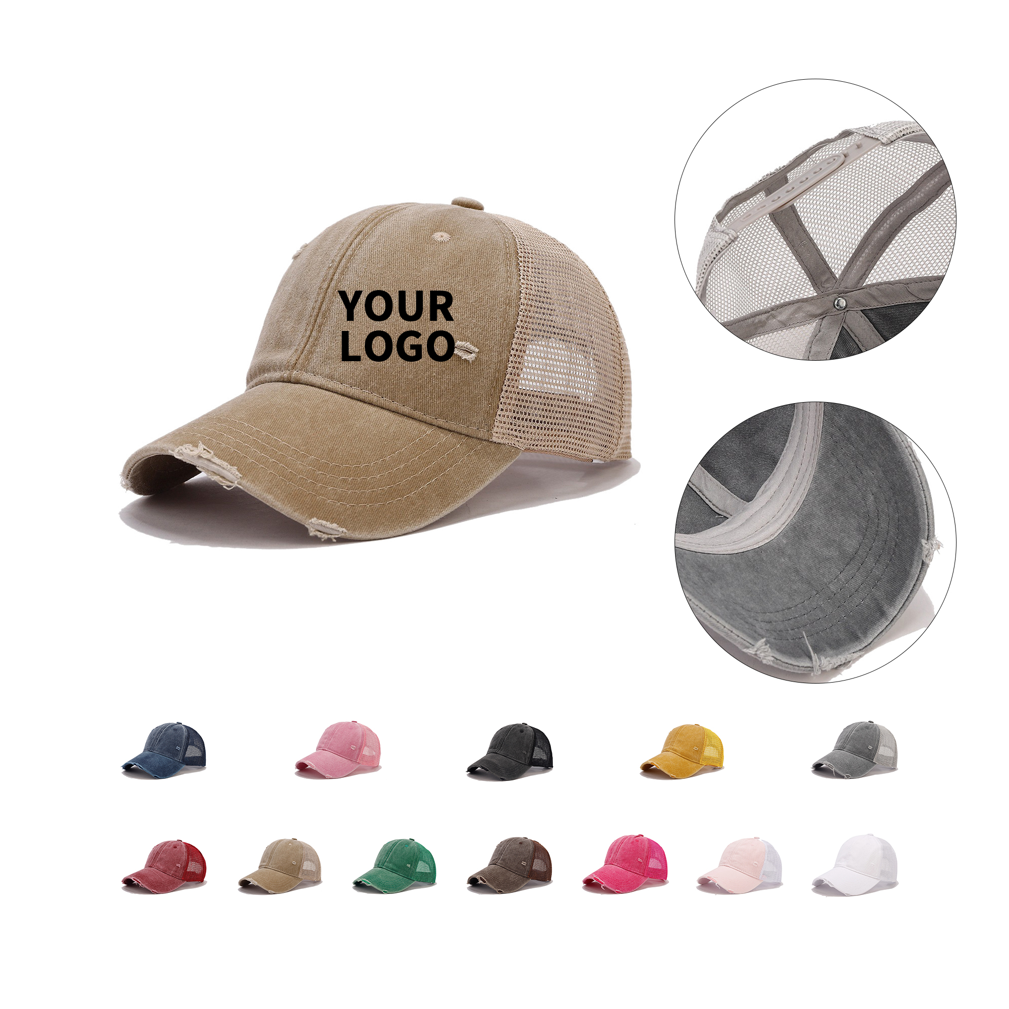 Cotton Ponytail Adjustable Criss Cross Dad Cap 3