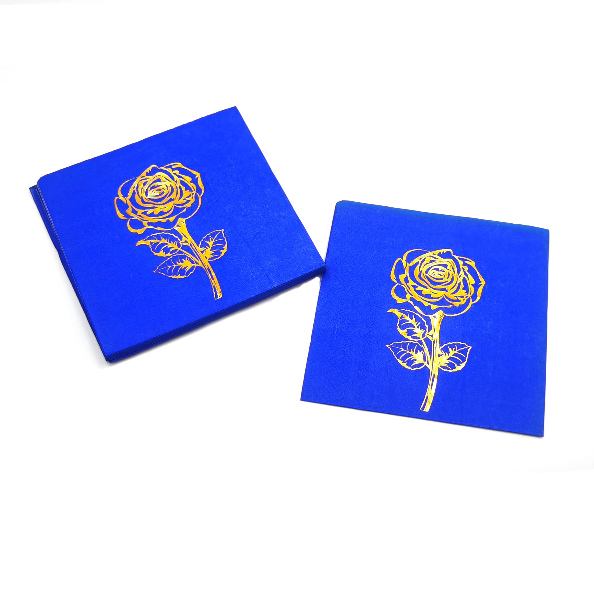 Custom Gold Foil Blue Cocktail Paper Napkins 4