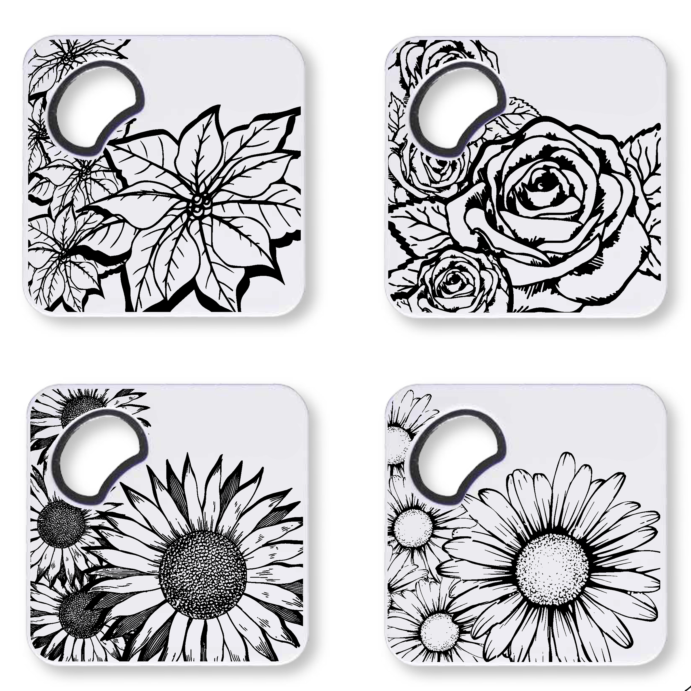 Magnetic Coaster With Bottle Opener Set