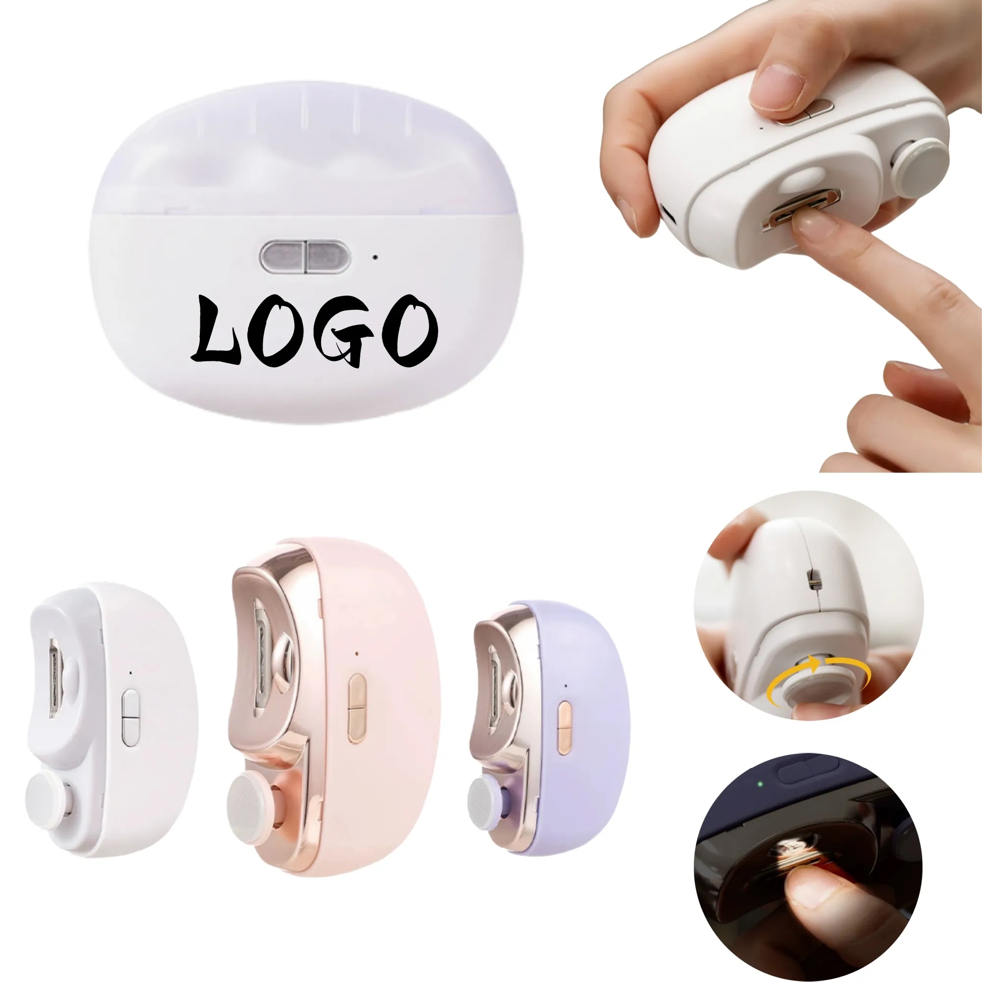 Portable Electric Nail Clipper With Light And Polisher 2