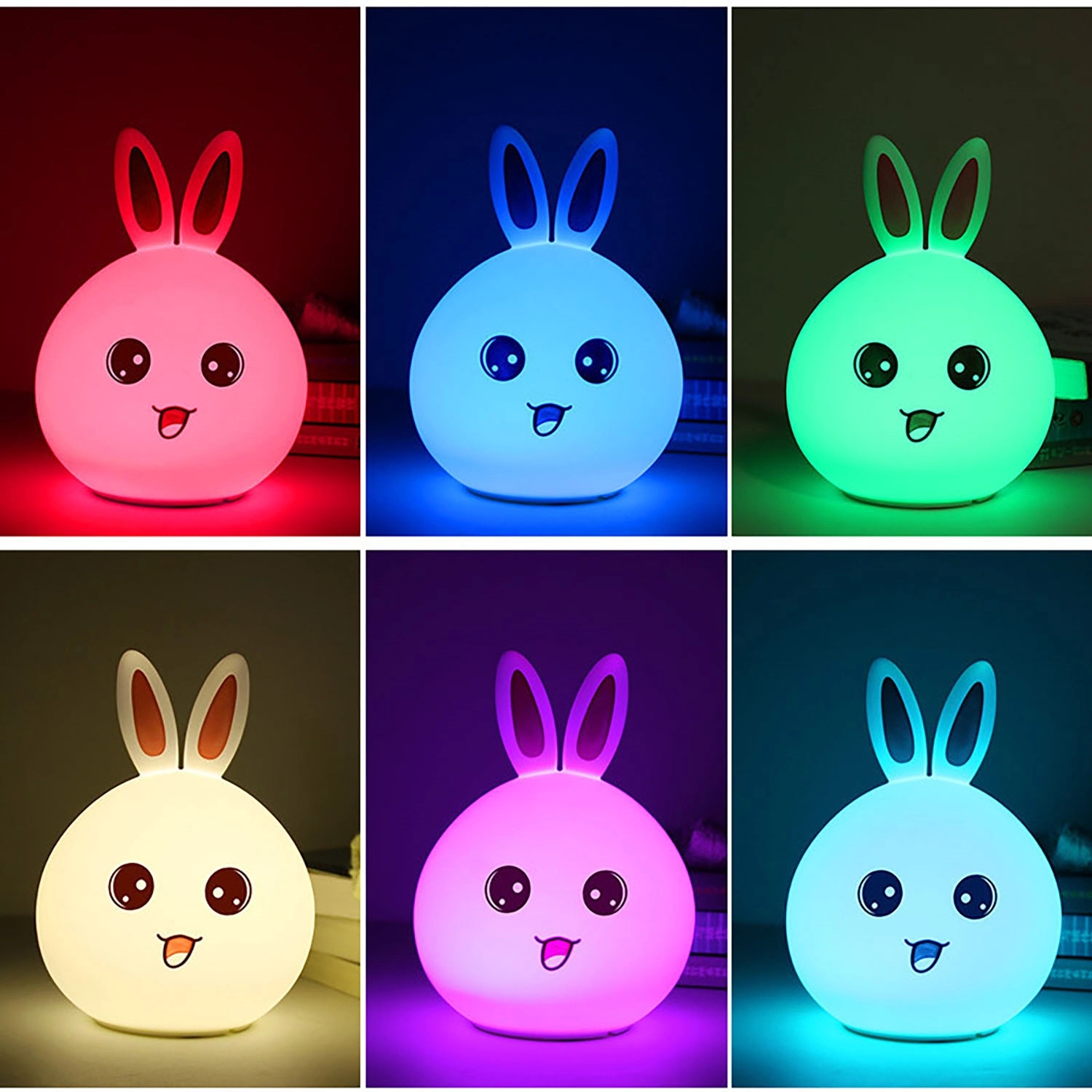 Cute Rabbit Multi-Color Silicone Nursery Night Light 2