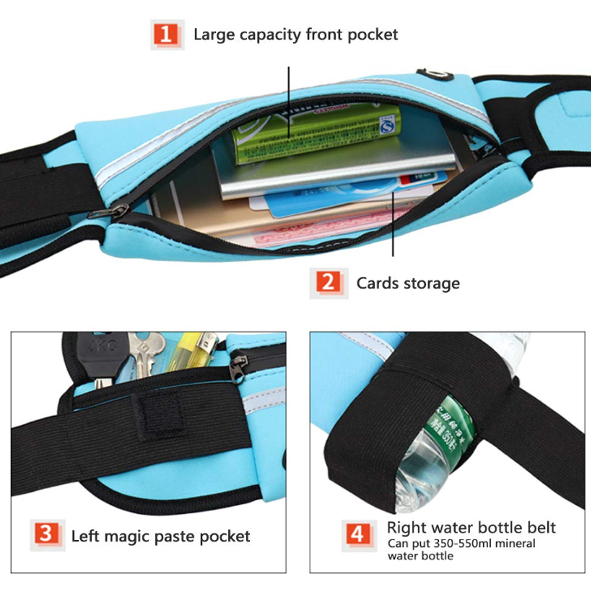 Running Waist Pack with Bottle Holder and Earphone Port 7