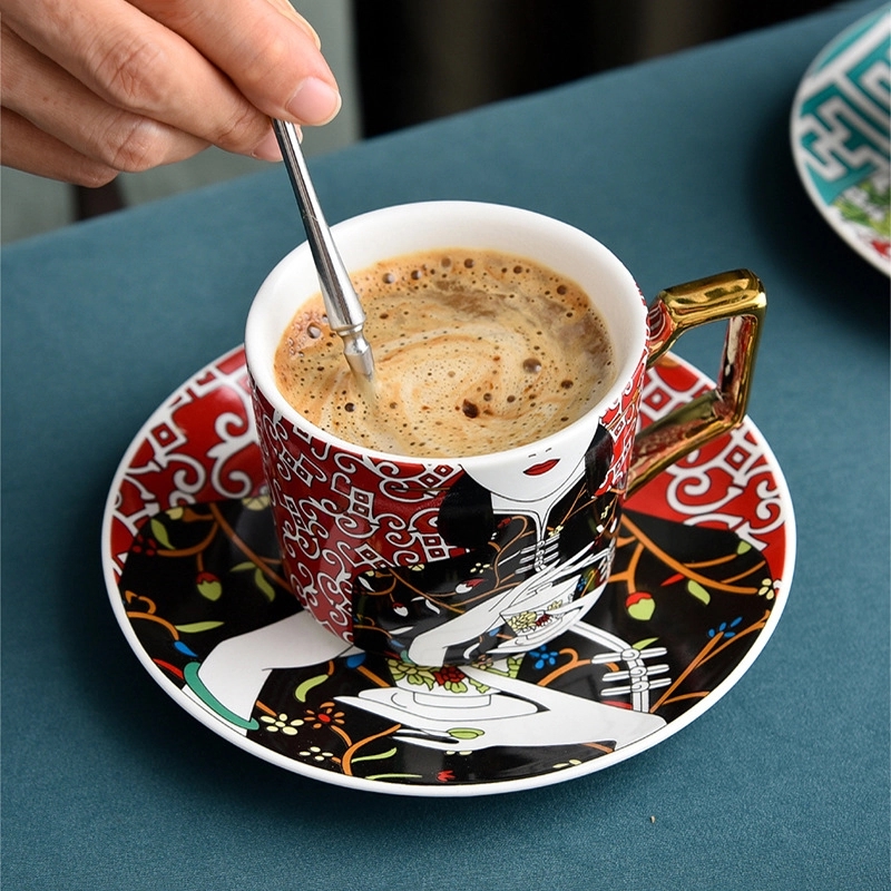 Custom 8 oz Ceramic Coffee Mug Saucer Set 7
