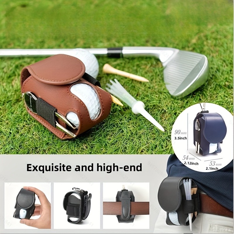 PU Leather Mini Golf Ball Pouch Bag 2