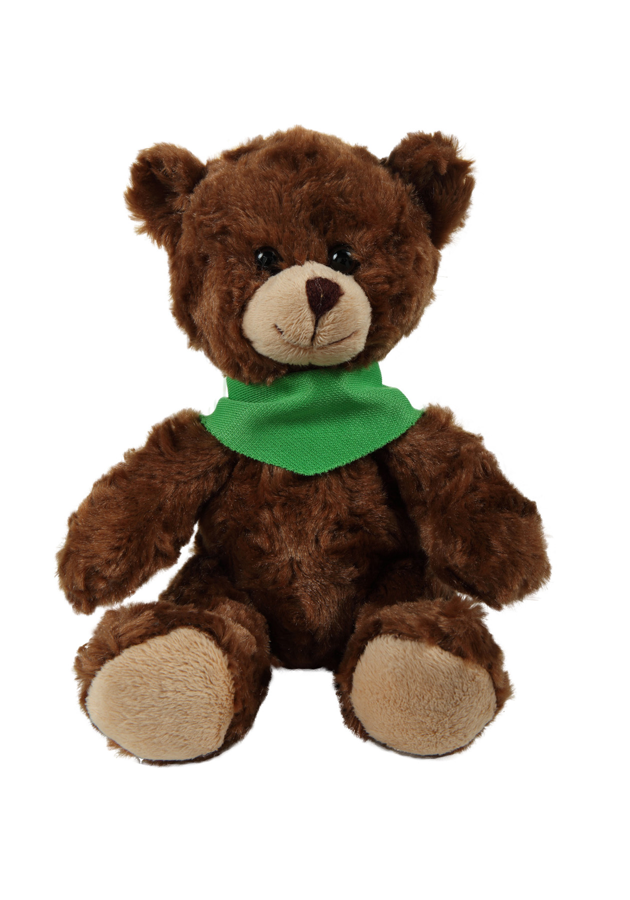 soft plush  Chocolate Curly Sitting Bear with bandana 6