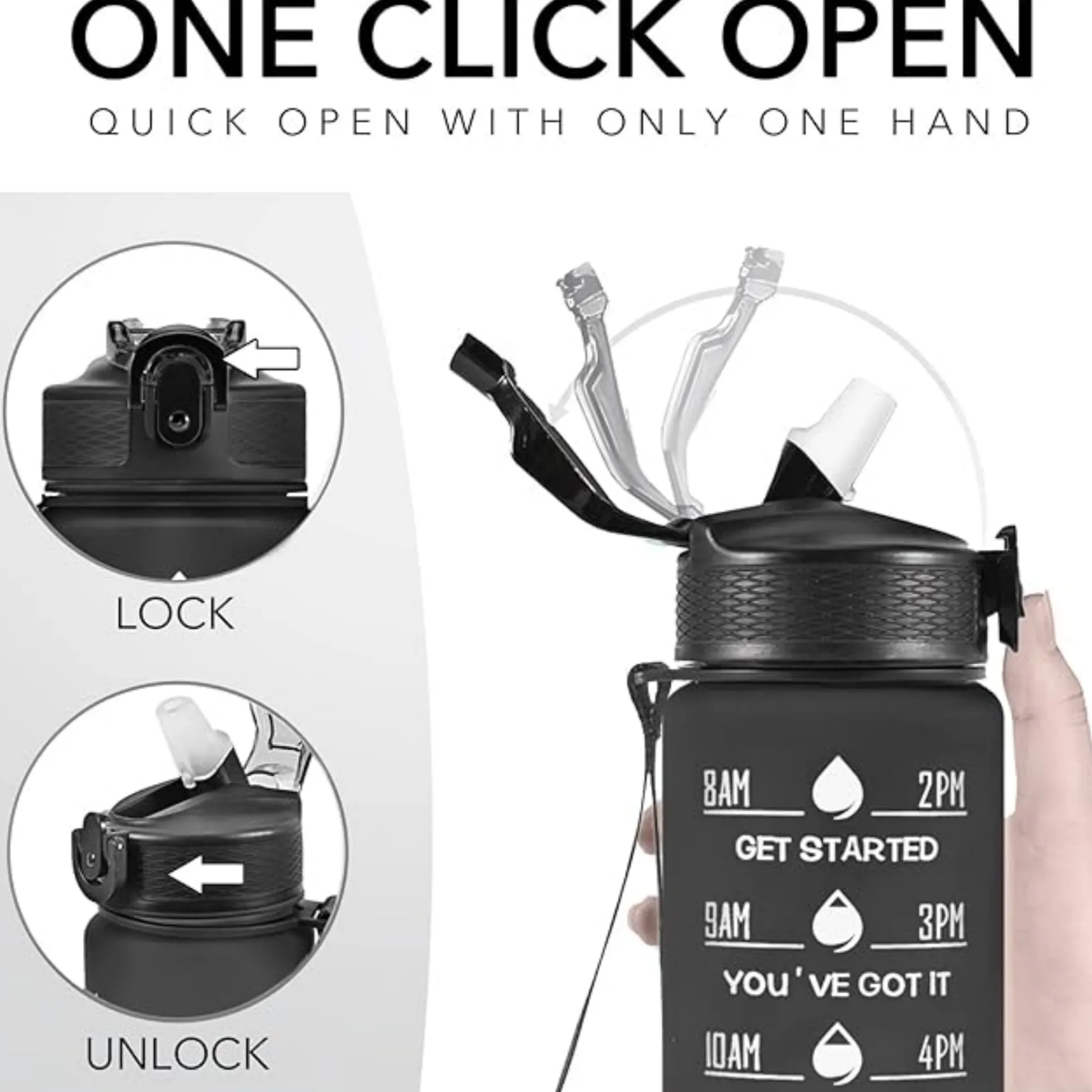 MOQ 34oz Durable Water Bottles Motivational with Time Marker 10