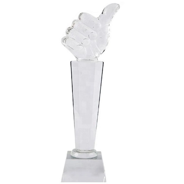 Crystal Thumbs Up Trophy 3