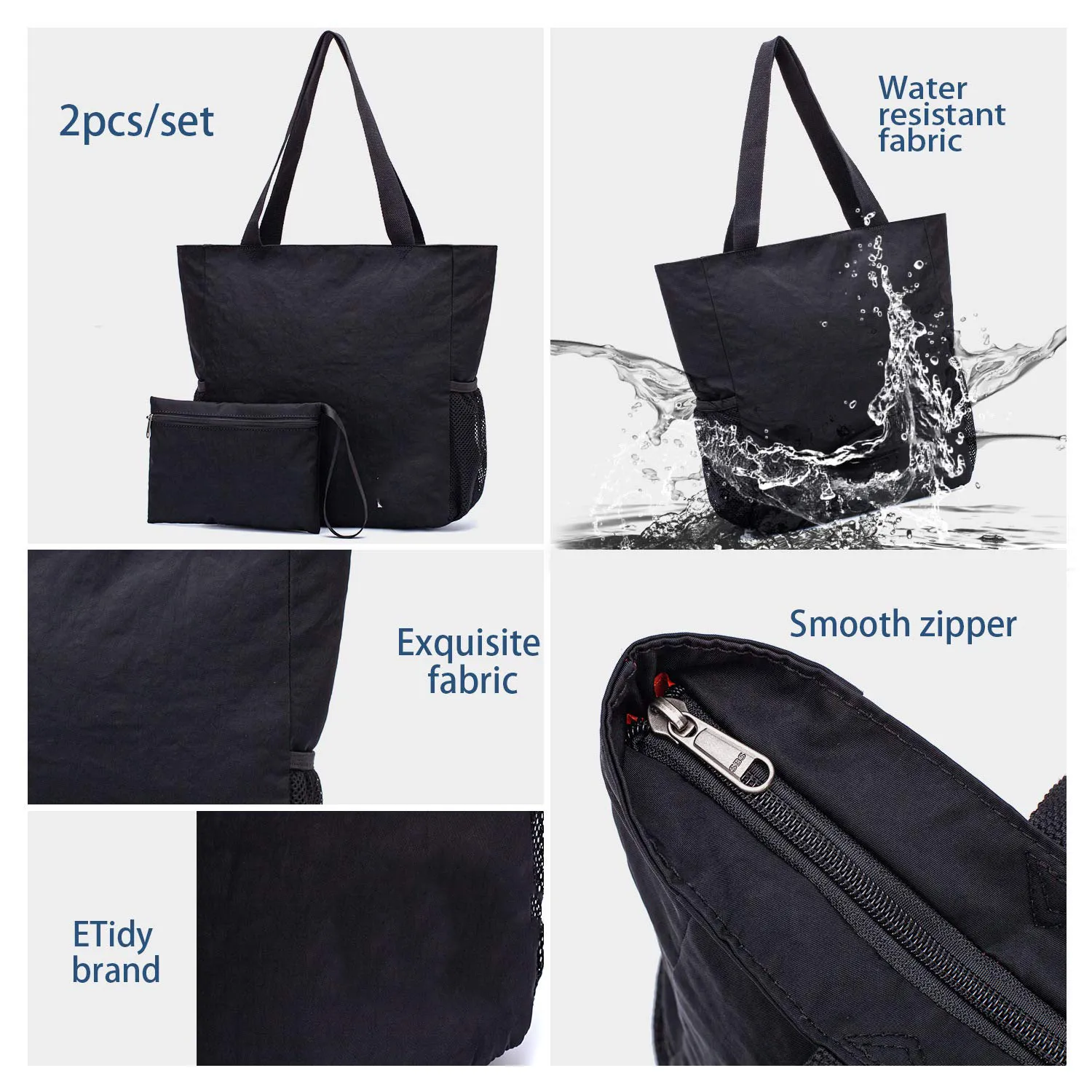 Large Capacity Foldable Tote Bag, custom tote bag with logo imprint 3